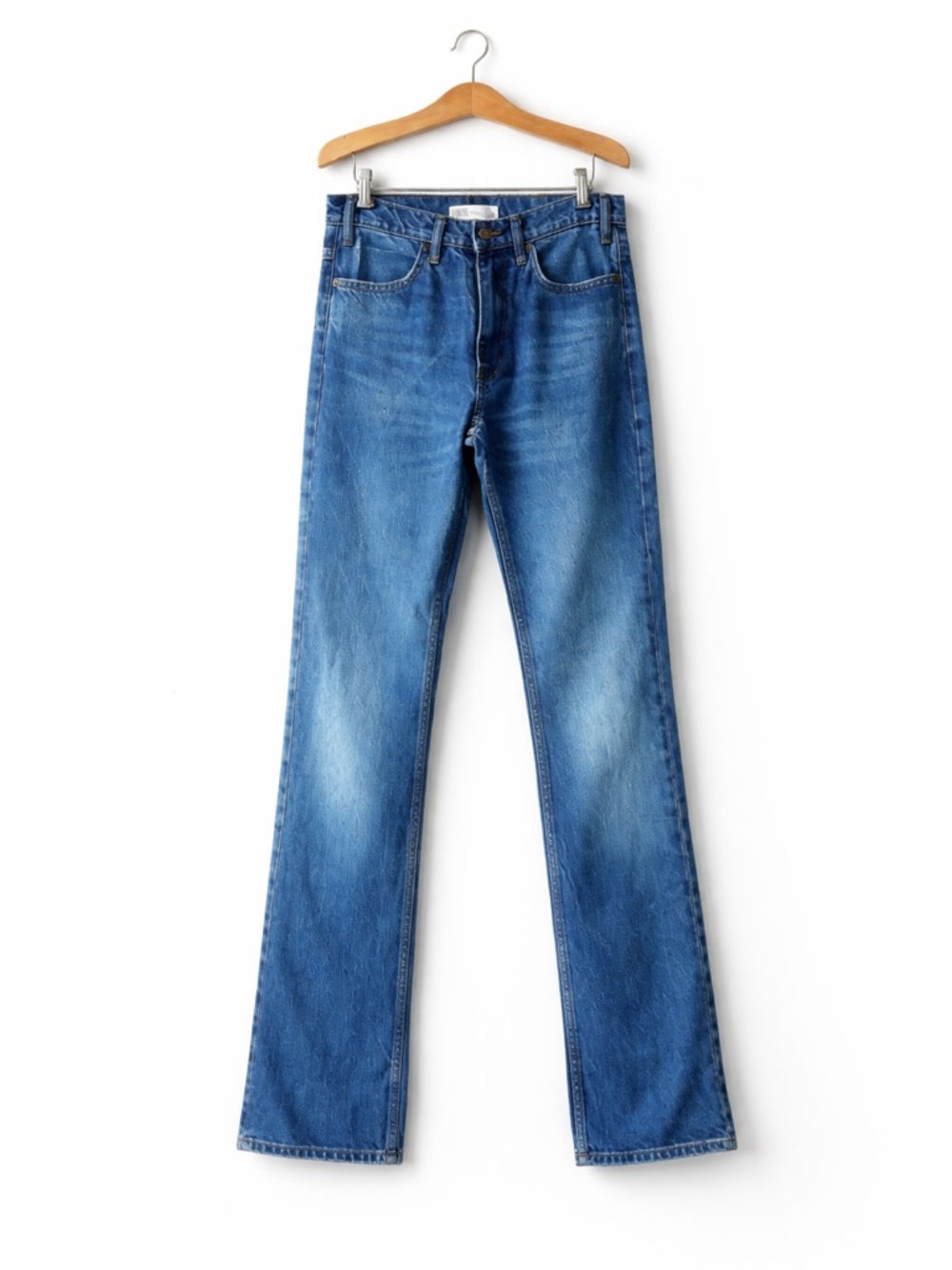 ZARA Vintage Flare Jeans High Rise Size 4 Tall Blue Denim - Picture 2 of 10